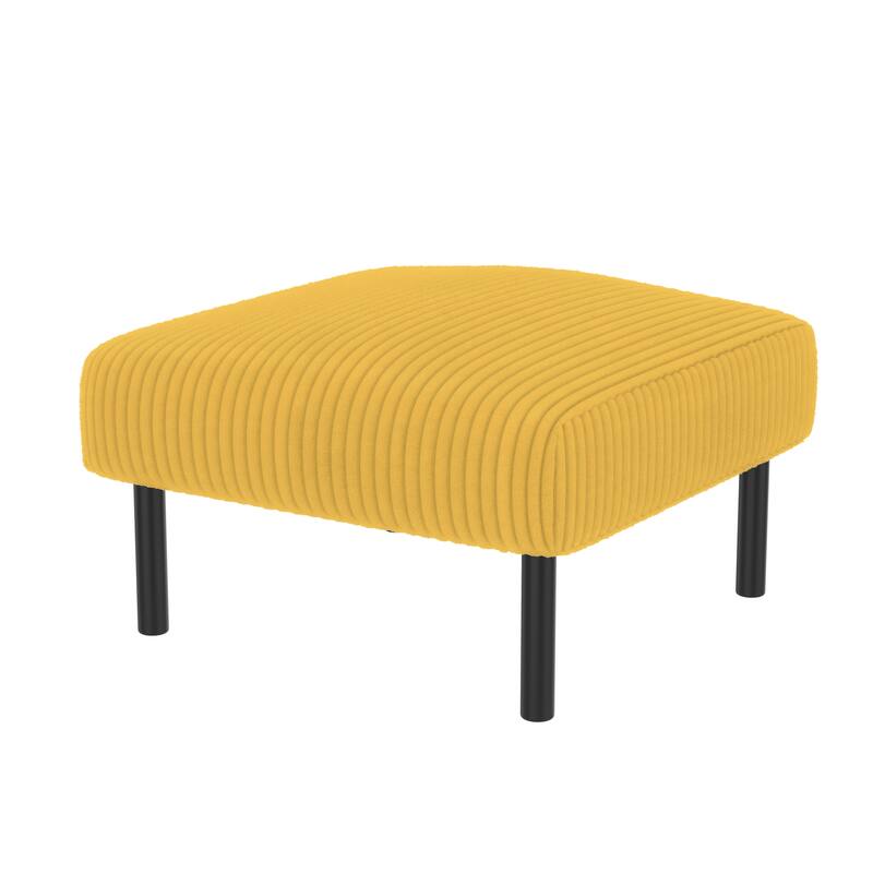 Small Ottoman Footstool with Legs, Corduroy Fabric Ottoman Foot Stool with Soft Padded seat