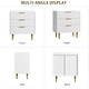 preview thumbnail 7 of 6, Modern Natural Wood Color Fluted Dresser, Wooden Chest with Gold Metal Handles & Legs