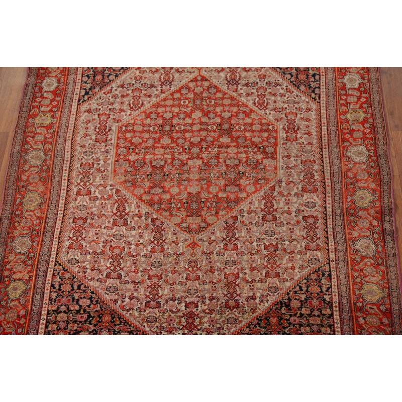 Vegetable Dye Senneh Haftrang Masterpiece Persian Antique Wool Carpet - 4'4"x 6'3"