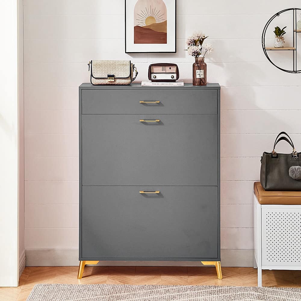 Shoe Storage Cabinet for Entryway with 2 Flip Drawers