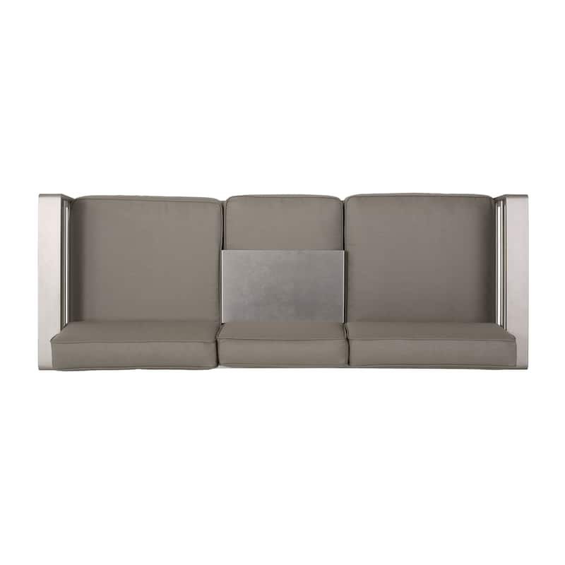Cape Coral Aluminum and Sunbrella Outdoor 3 Seater Sofa with Cushions by Christopher Knight Home
