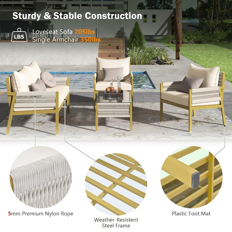 Outdoor Rope Weaving Conversation Combo Set of 4