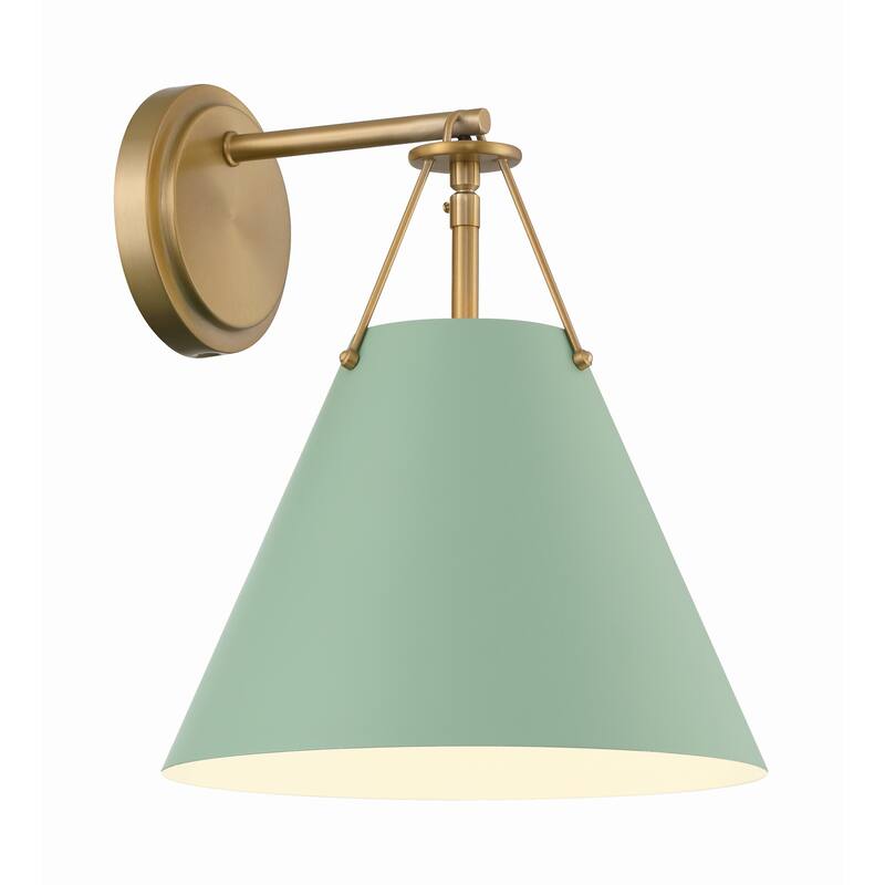 Xavier 1 Light Vibrant Gold and Green Sconce - 10"W x 12.5"H x 10.5"D