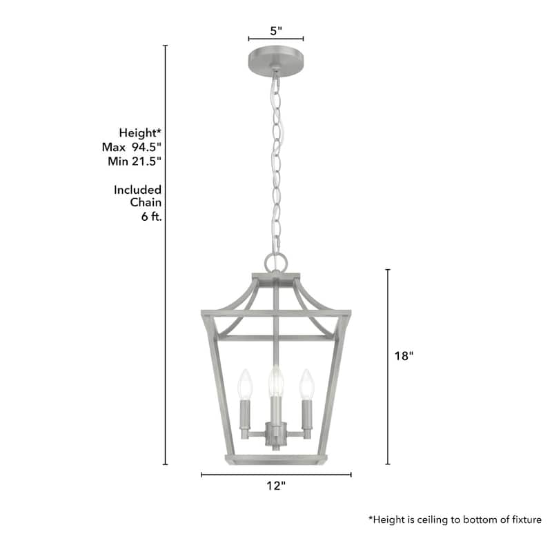 Hunter 12" Laurel Ridge 4-Light Lantern Pendant - Kitchen Island, Dining room, Entry - Modern Farmhouse, Industrial, Candle