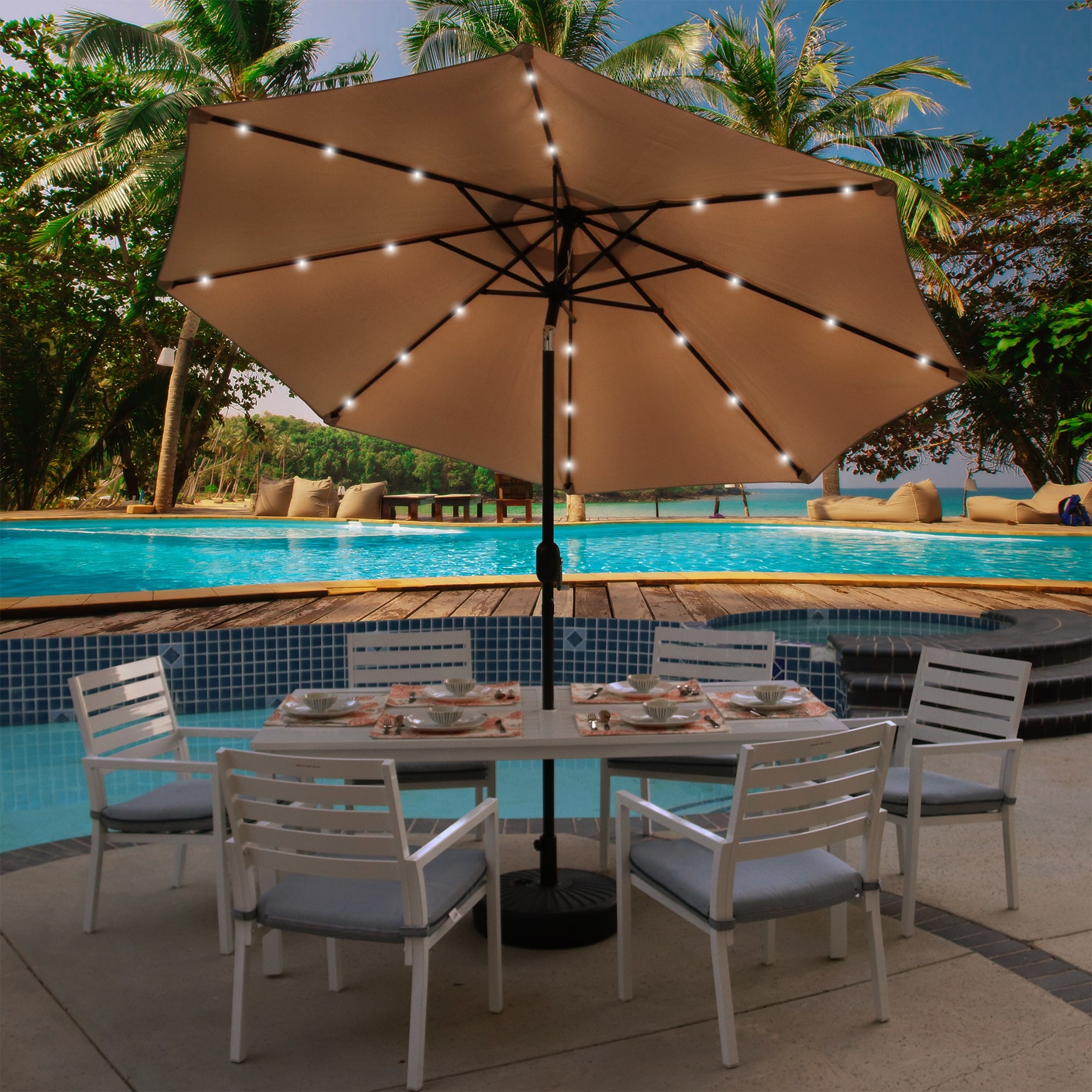 Maypex 9-foot Solar Led Lighted Patio Umbrella - On Sale - Bed Bath u0026  Beyond - 29406832