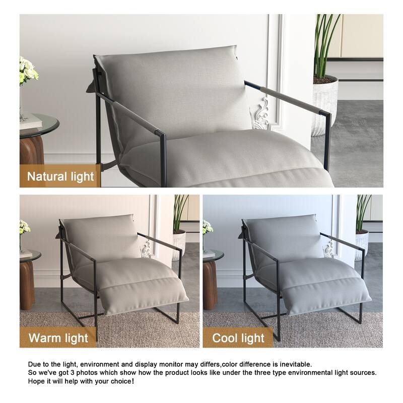 Fabric Armchair Metal Framed Sling Accent Chair