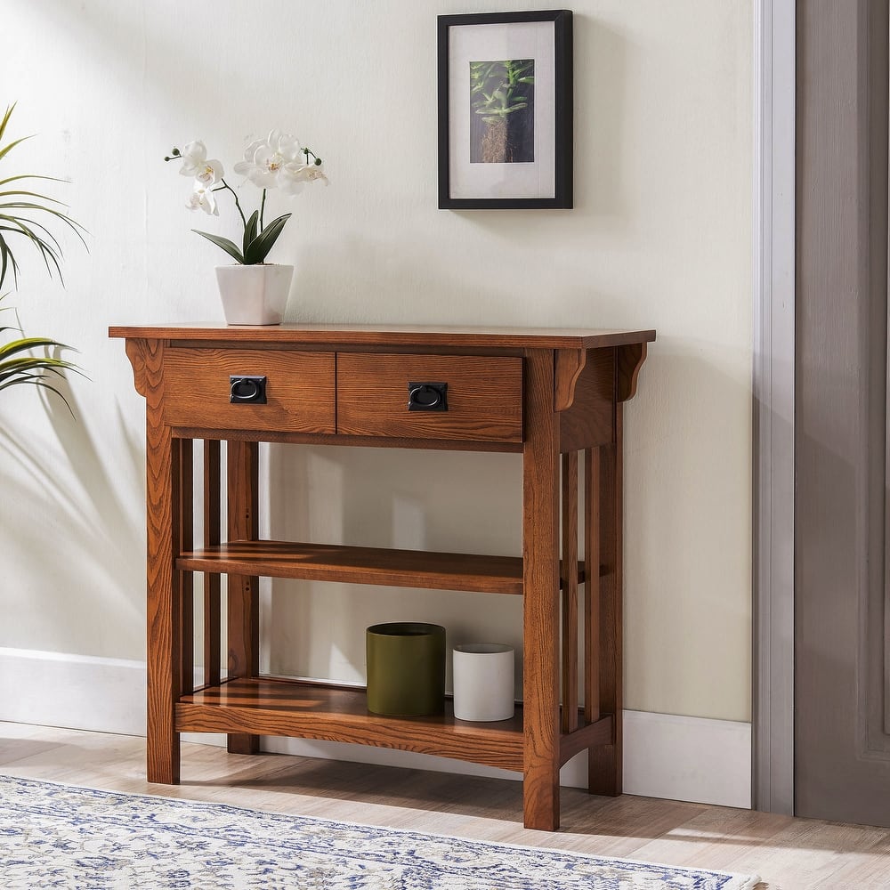 Leick Home Mission Bookcase Console Table with Drawers