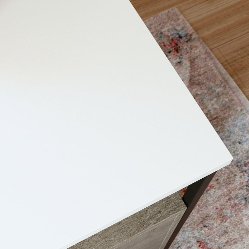 Wood L-Shaped Desk with Minimalist Design, Brown