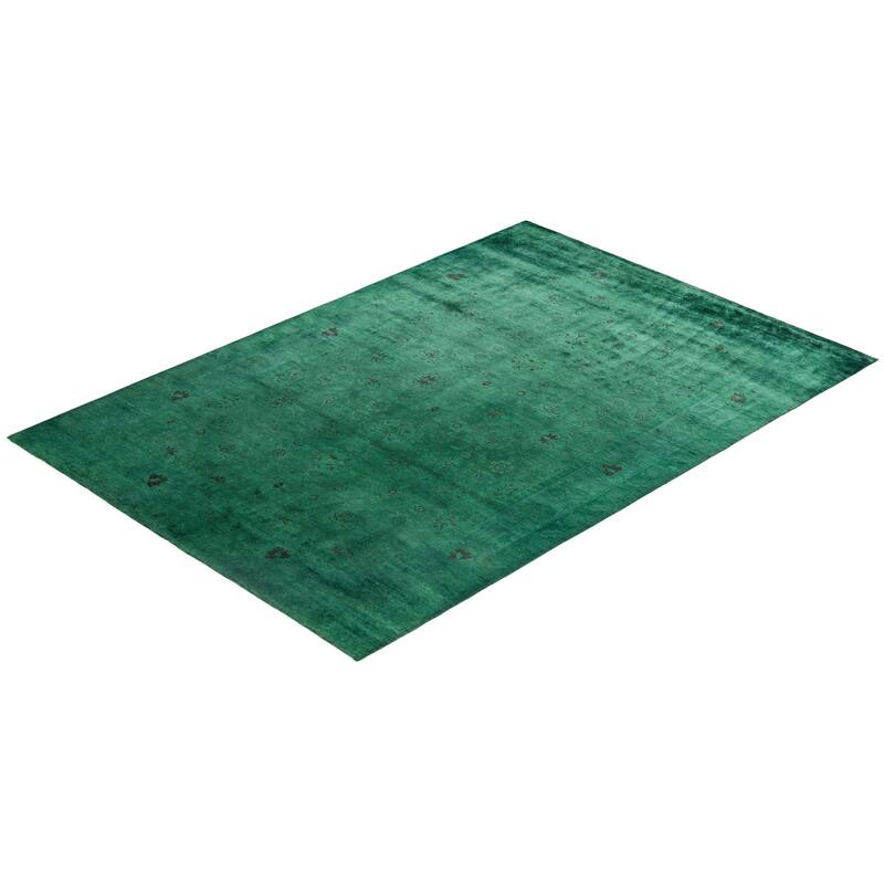 Overdyed One-of-a-Kind Hand-Knotted Area Rug - Green - 6' 3" x 8' 9"