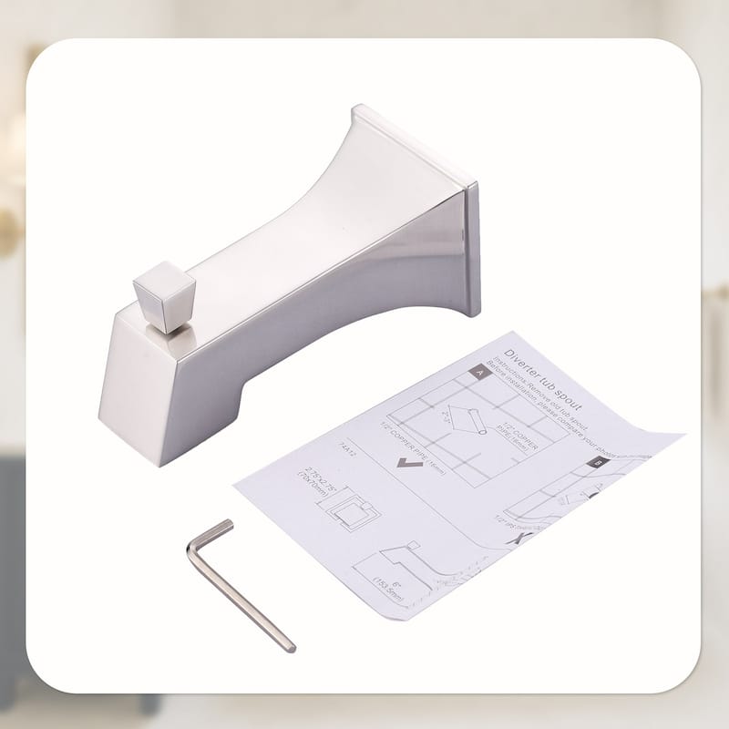 WOWOW Integrated Diverter Square Bathtub Spout in Modern