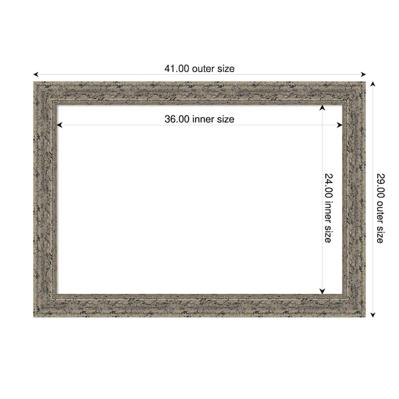 Attic Aged Framed Dry Erase Magnetic Board - 41 x 29 in - Attic Aged Silver