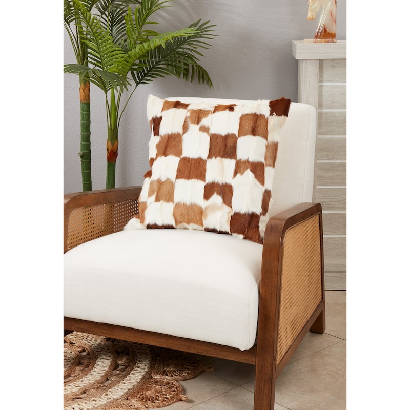 Patchwork Goat Fur Throw Pillow