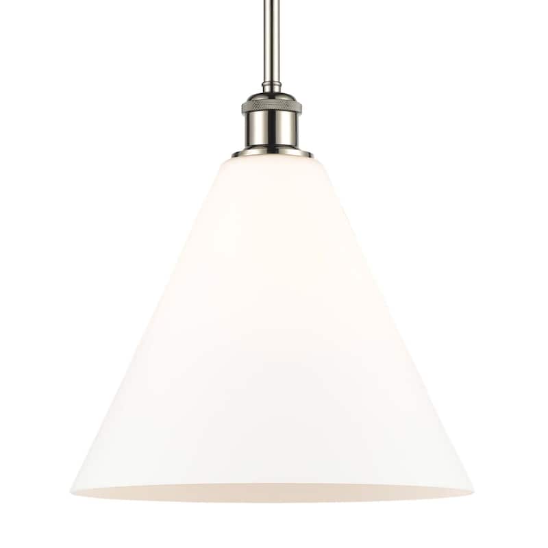 Innovations Lighting 516-1S-13-12 Berkshire Pendant Berkshire 12" Wide - Polished Nickel / Matte White