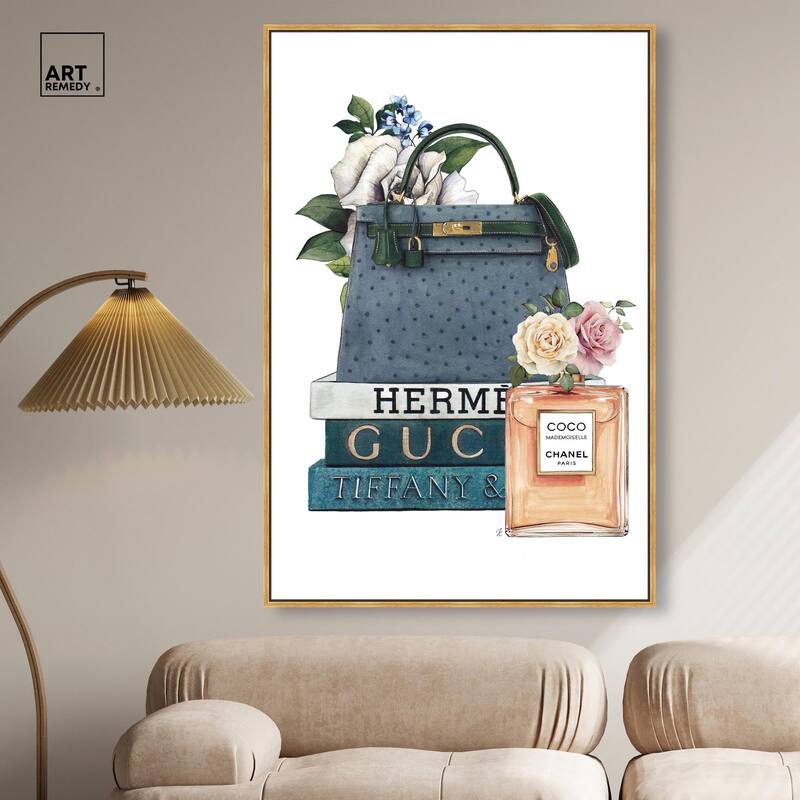 Books and Coco Orange Canvas by Art Remedy
