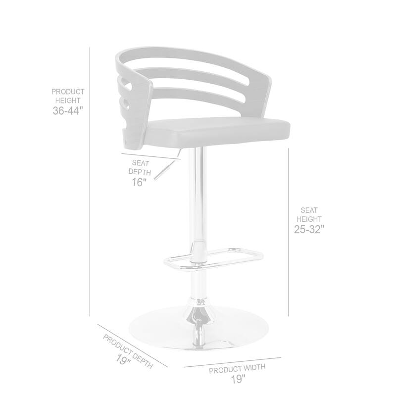 Adele Walnut Wood and Black Upholstered Swivel Bar or Counter Height Adjustable Bar Stool