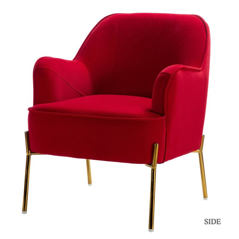 Barbara Modern Velvet Accent Chair for Bedroom with Metal Legs by HULALA HOME