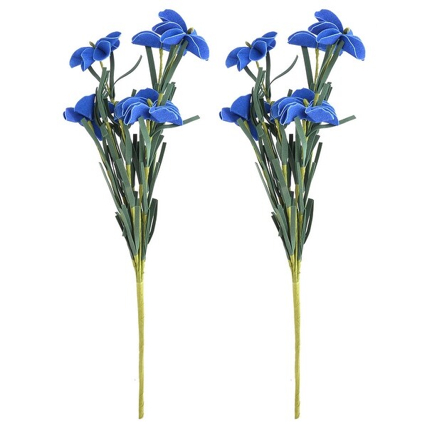 Festival Foam Artificial Rose Bouquet Flower Royal Blue 16.5 Inch Height 2pcs