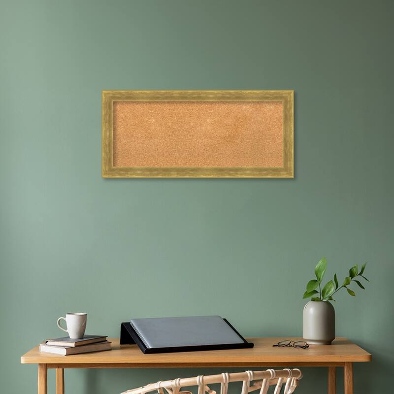 Angled Gold Wood Framed Natural Corkboard Bulletin Board, Organization Board, Pin Board