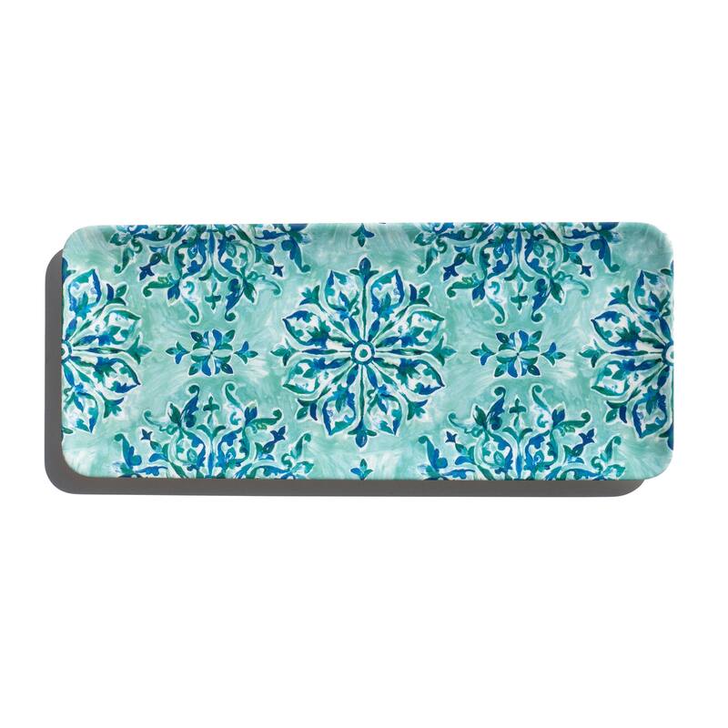 Abode Homewares Côte D'Azur Melamine Long Serving Tray - Teal - 17.8" x 7.5" - Teal