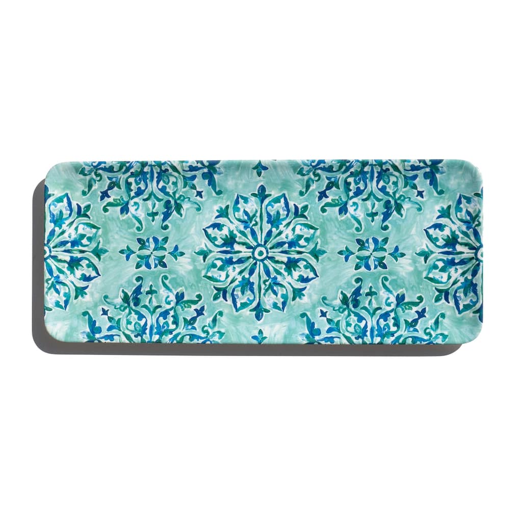 Abode Homewares Côte D'Azur Melamine Long Serving Tray - Teal - 17.8" x 7.5"
