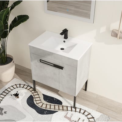 Malwee 24"/30"/36" FreeStanding Bathroom Vanity, Floor Stand Bathroom Vanity with Ceramic Top,Soft Close Door