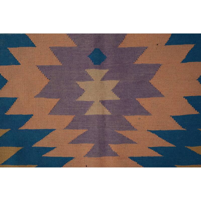 Hand Woven Oriental 100% Wool Carpet Southwestern Tribal Multi-Colored Kilim Area Rug - 13' 3'' X 8' 4''
