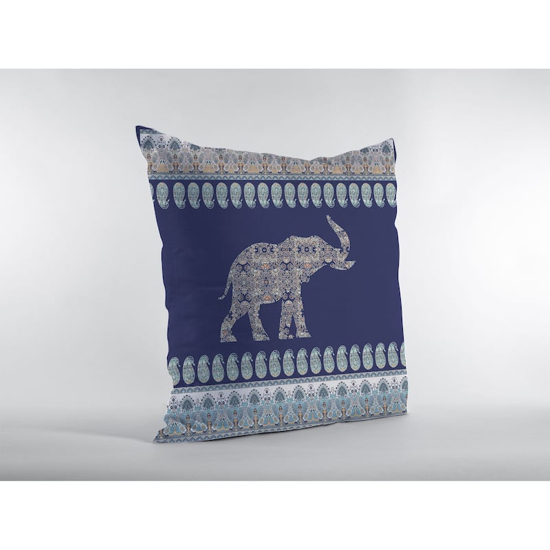 Amrita Sen Paisley Elephant Faux Suede Throw Pillow Zip