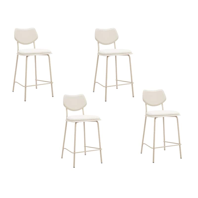 HomeRoots Set of Four 26" Light Gray Fabric Faux Leather and Steel Counter Height Bar Chairs