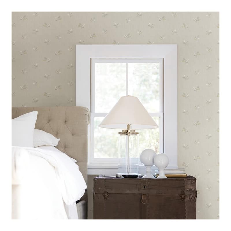 Chesapeake Leigh Grey Leaf Wallpaper - 20.5 x 396 x 0.025