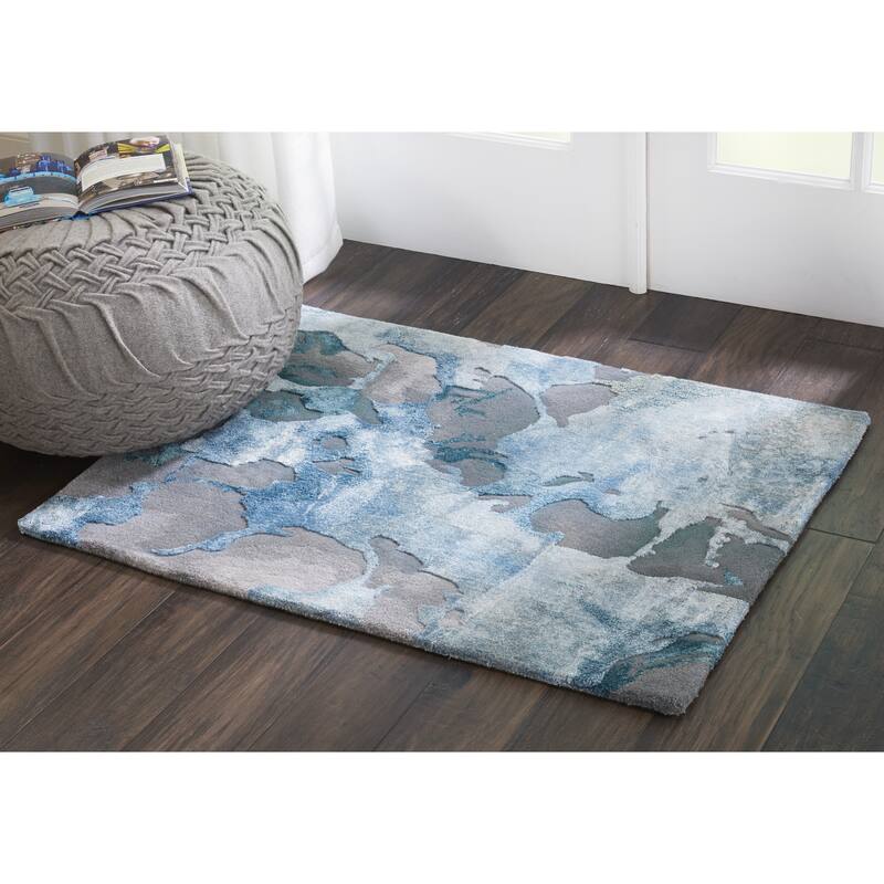 Nourison Hand-tufted Prismatic Abstract Contemporary Blue Grey Area Rug