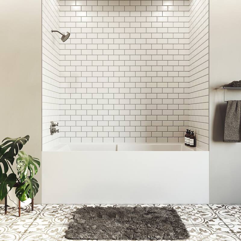 Voltaire 72" x 36" Right-Hand Drain Alcove Bathtub with Apron and Armrest - 72x36 Right - 72x36 Right - White