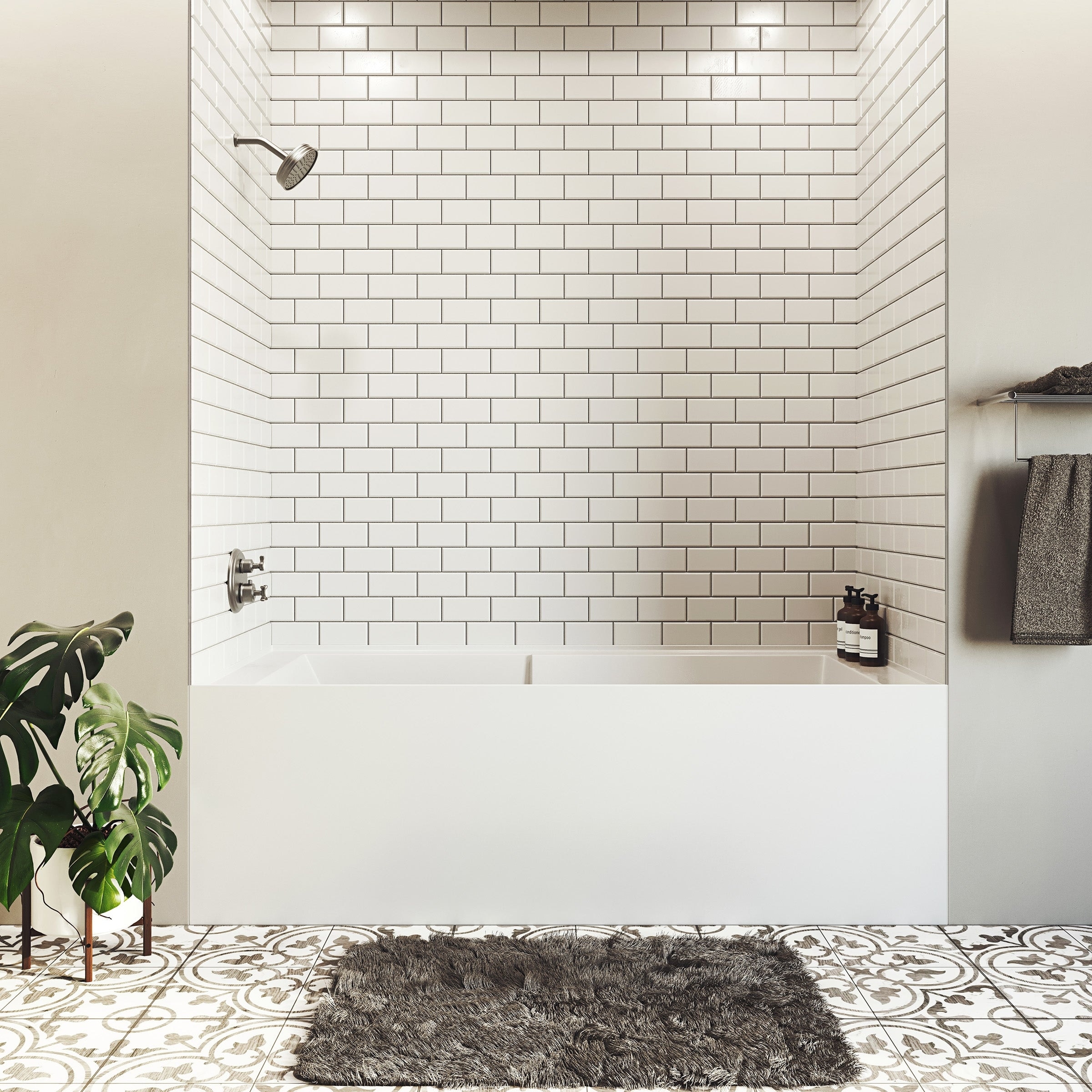 Voltaire 72" x 36" Right-Hand Drain Alcove Bathtub with Apron and Armrest - 72x36 Right