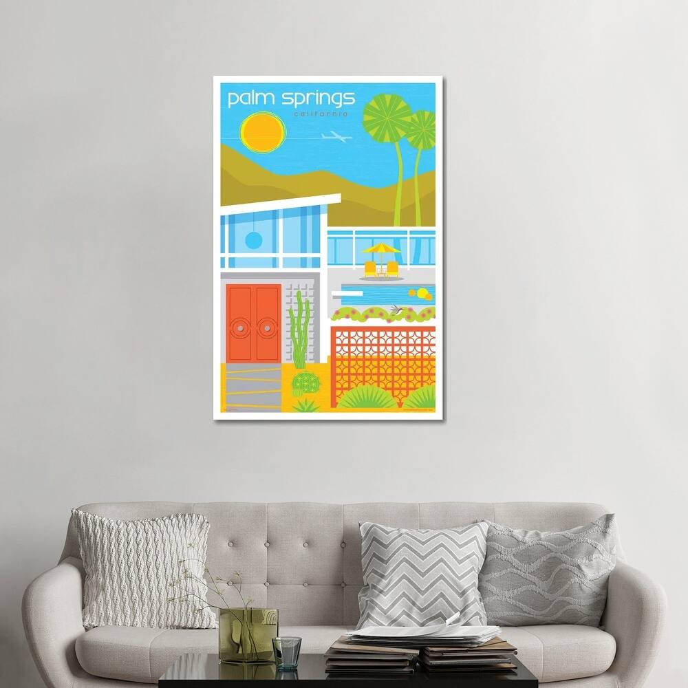iCanvas "Palm Springs Mid Century House Travel Poster" by Jim Zahniser Canvas Print