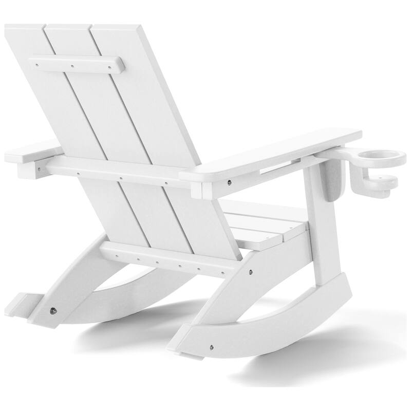 Shoreside Kids Outdoor Poly Adirondack Rocking Chair with Cup Holder (Set of 2)