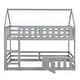 preview thumbnail 15 of 16, Solid Wood Twin Over Twin House Bunk Bed with Fence and Door