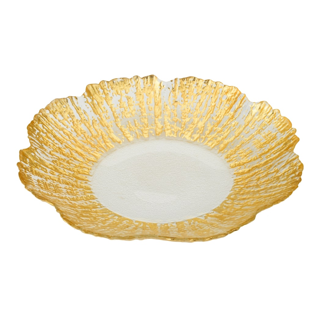 Alice Pazkus Set Of Four Clear And Gold Flower Shaped Scalloped 6.25" Plates