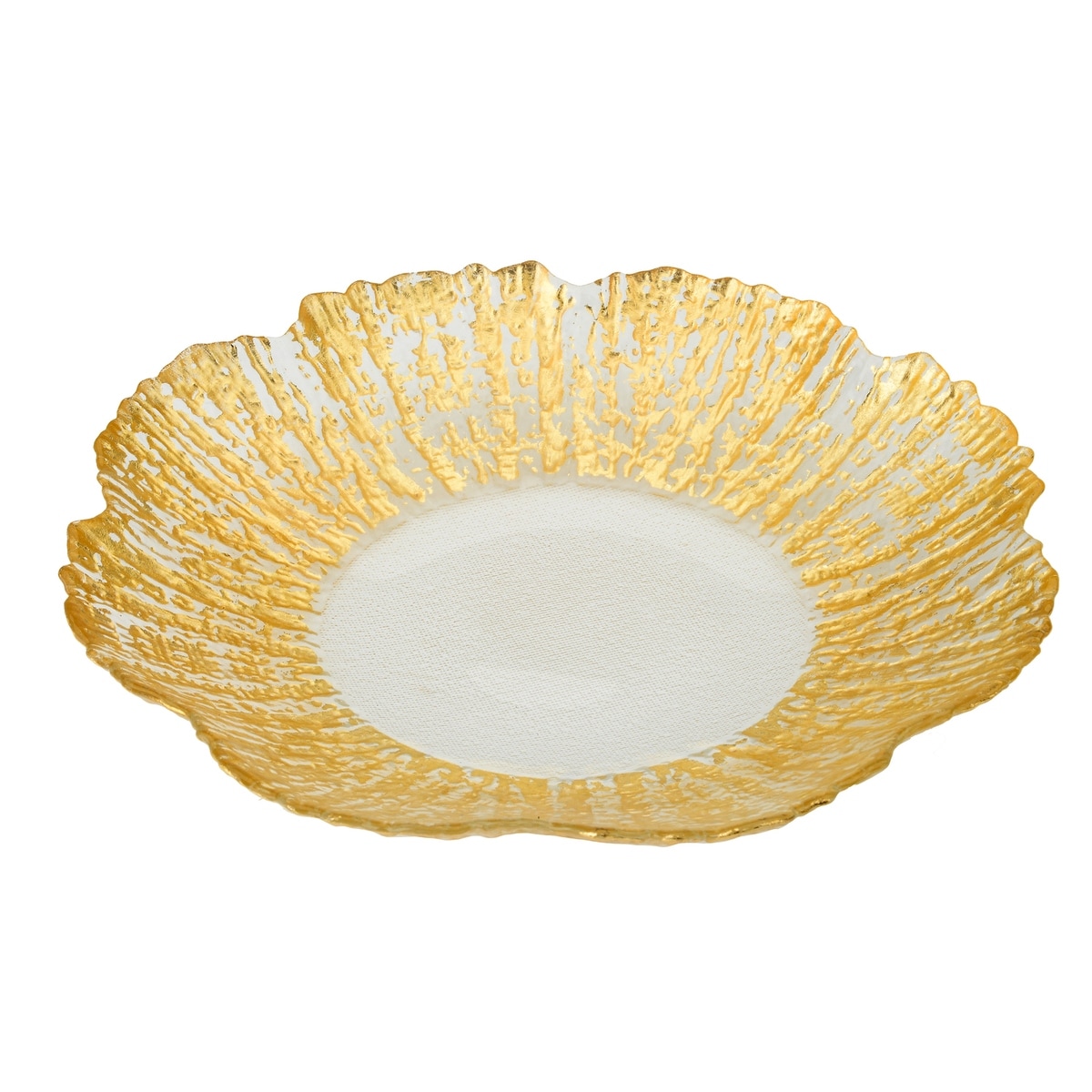 Alice Pazkus Set Of Four Clear And Gold Flower Shaped Scalloped 6.25" Plates