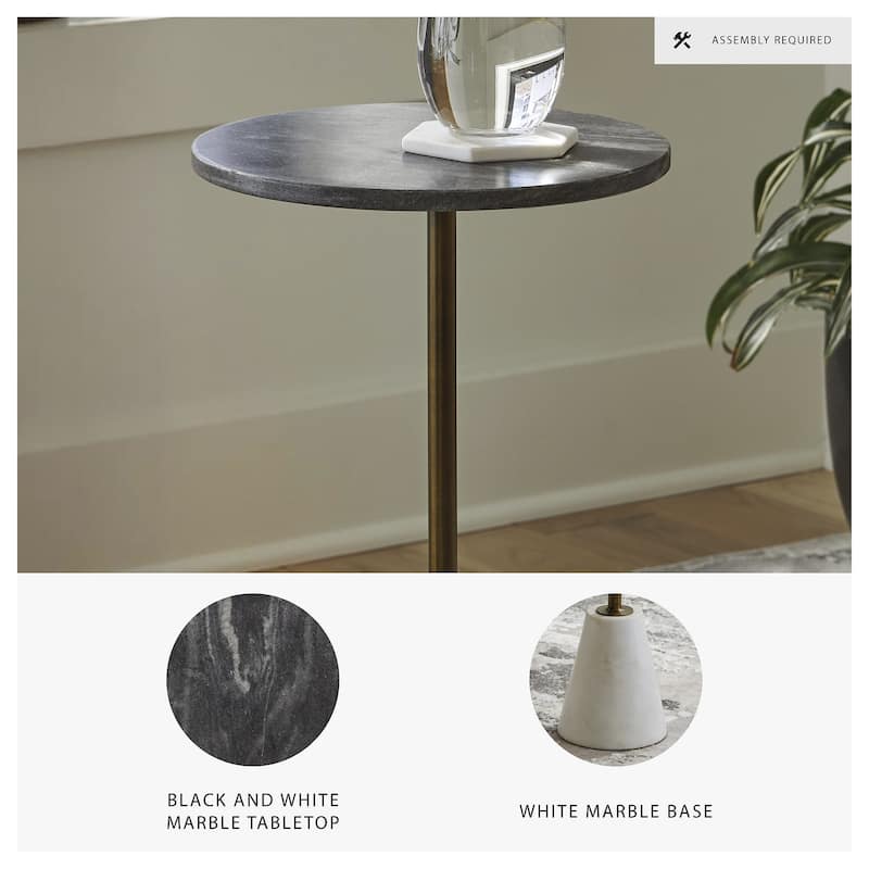 Signature Design by Ashley Caramont Black/White Accent Table - 12"W x 12"D x 24"H