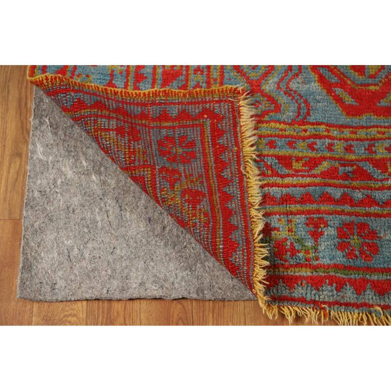 Vegetable Dye Oushak Turkish Antique Area Rug Handmade Wool Carpet - 7'3" x 9'9"