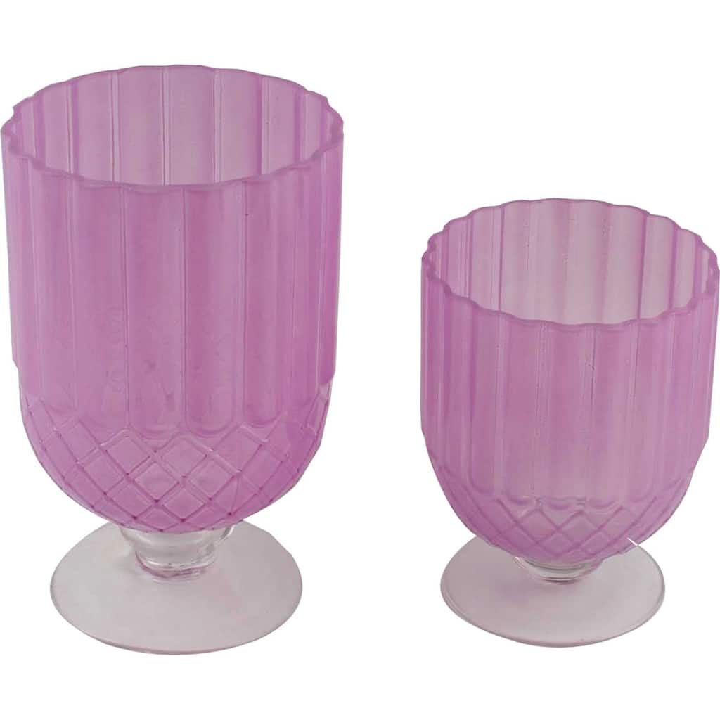 Goblet Style Frosted Glass Table Vases Set of 2 Modern Decor Accent