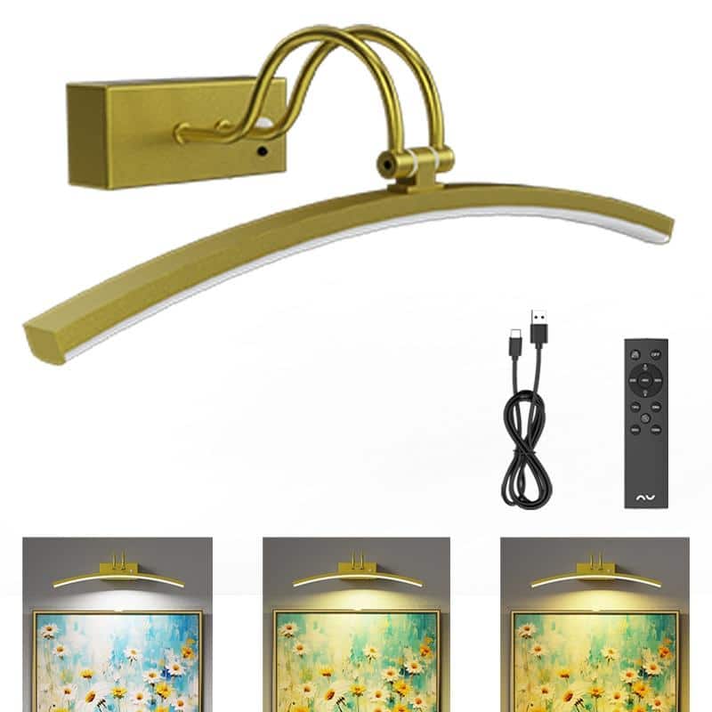 Modern 16'' Wireless Battery Operated Dimmable Picture Light with Remote Control and Adjustable Arm