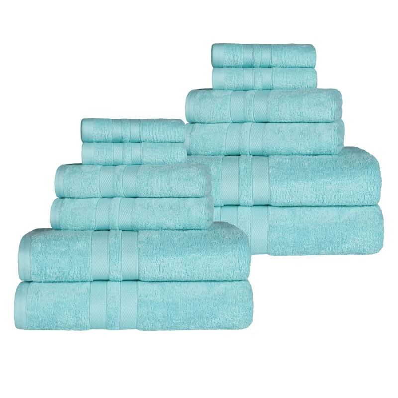 Superior Ultra-Soft Cotton Solid Quick-Drying 12 Piece Towel Set