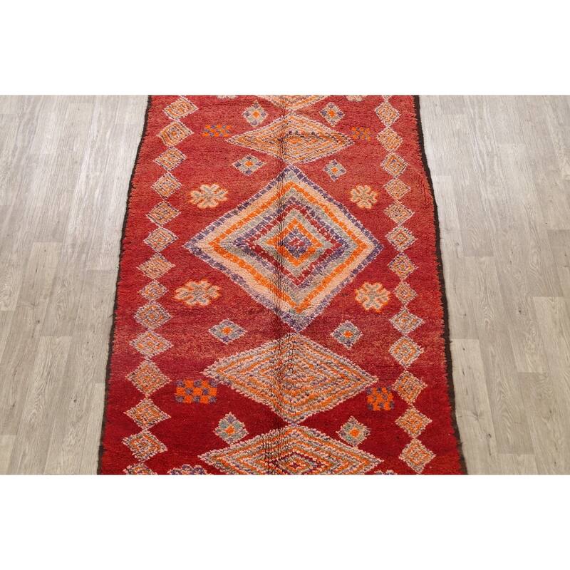 Tribal Moroccan Oriental Area Rug Wool Handmade Bedroom Carpet - 5'1" x 11'1"