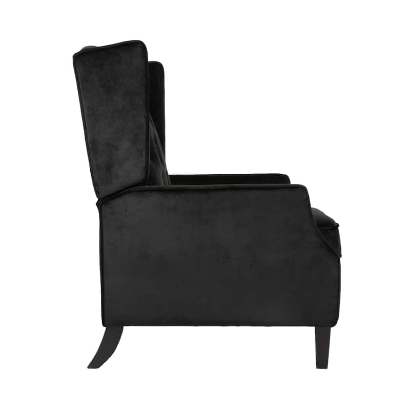 Pushback Recliner Chair with Retractable Footrest, Velvet Wingback Armchair with Rivet Trim,Mid-Century Upholstered Accent Chair