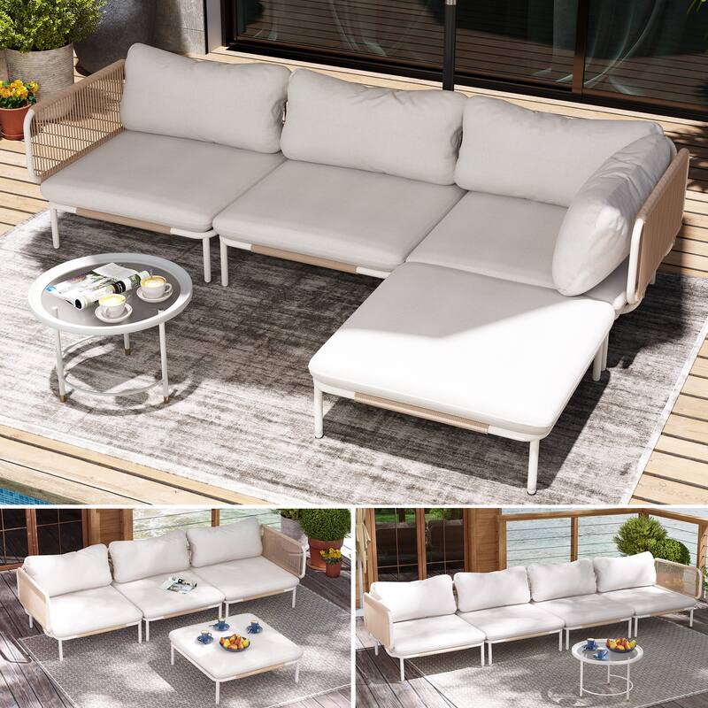 Pellebant Outdoor Sectional Sofa Patio Conversation Seating Set