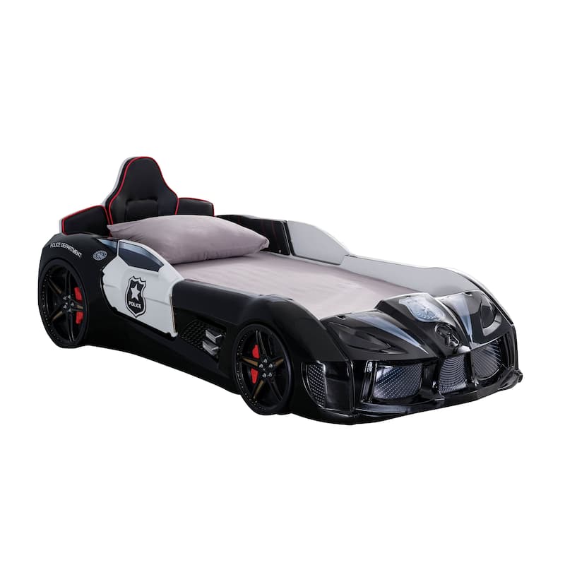 La Vetta Modern Twin Plastic Police Cruiser Kid Platform Bed with LED Lights and Handheld Remote by Furniture of America