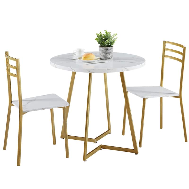 VECELO 3-Pieces Round Dining Sets for Small Spaces, Dining Table Set of 3
