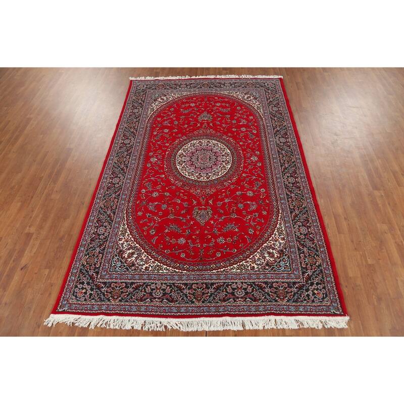Traditional Floral Red Kashmar Turkish Area Rug Machine Made Carpet - 6'3" x 9'6"