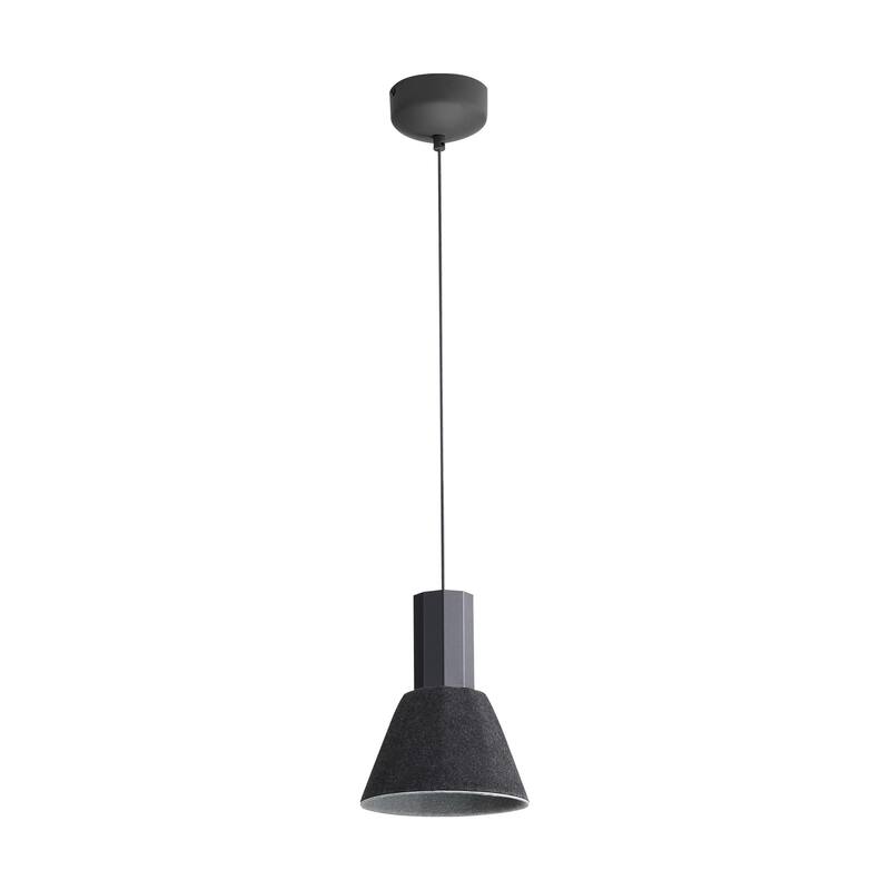 Golden Lighting Faroe 8in Integrated LED Pendant in Flecked Black/Grey Felt - Black