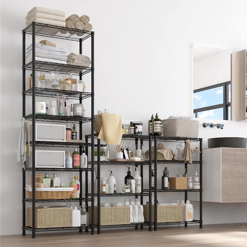 8-Layer Heavy Duty Storage Shelves Rack with Adjustable Feet and Wheels for Garage or Home